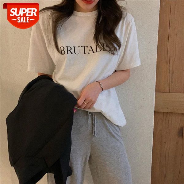 new short-sleeved t-shirt female korean letter printing loose western style bottoming shirt student trend #zd04, White
new short-sleeved t-shirt female korean letter printing loose western style bottoming shirt student trend #zd04, White