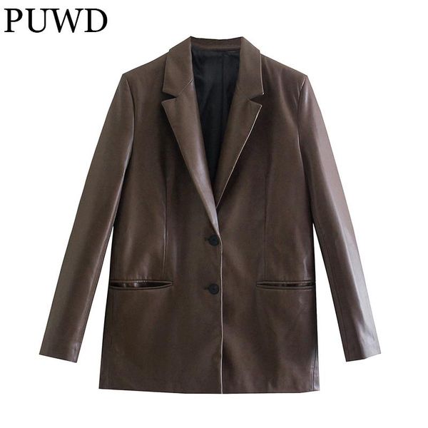 women's leather & faux puwd retro women blazer 2021autumn winter casual single-breasted commute solid suit jacket slim female chic outw, Black
women's leather & faux puwd retro women blazer 2021autumn winter casual single-breasted commute solid suit jacket slim female chic outw, Black