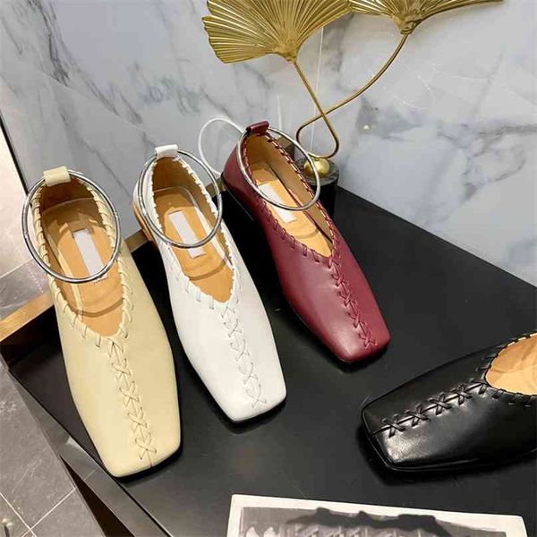 2021 woven high sheepskin edition js metal ring foot ring square head two flat ballet shoes single shoes female yw qj18, Black
2021 woven high sheepskin edition js metal ring foot ring square head two flat ballet shoes single shoes female yw qj18, Black