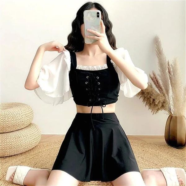 summer women's swimwear 2021 show thin conservative hollowed out lotus leaf sleeve beach cover up dress swimsuit, White;black
summer women's swimwear 2021 show thin conservative hollowed out lotus leaf sleeve beach cover up dress swimsuit, White;black