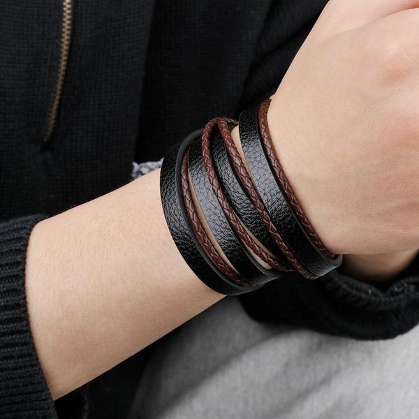 men bracelet jewelry leather multi-layer simple fashion casual style hand-woven hand ring boy charm bracelets, Golden;silver
men bracelet jewelry leather multi-layer simple fashion casual style hand-woven hand ring boy charm bracelets, Golden;silver