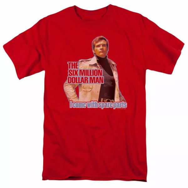 the six million dollar man spare parts t shirt mens licensed classic tv red, White;black
the six million dollar man spare parts t shirt mens licensed classic tv red, White;black