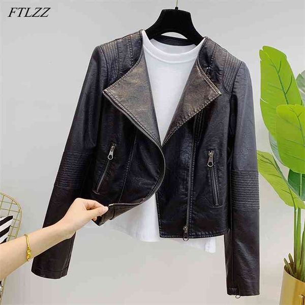 spring autumn faux leather soft short jacket women slim zipper pu coat punk street motorcycle solid color outwear 210430, Black
spring autumn faux leather soft short jacket women slim zipper pu coat punk street motorcycle solid color outwear 210430, Black