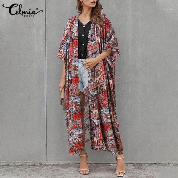 women's blouses & shirts celmia women bohemian printed kimono open front beach cardigan shirt 2021 summer half sleeve blouse vintage be, White
women's blouses & shirts celmia women bohemian printed kimono open front beach cardigan shirt 2021 summer half sleeve blouse vintage be, White