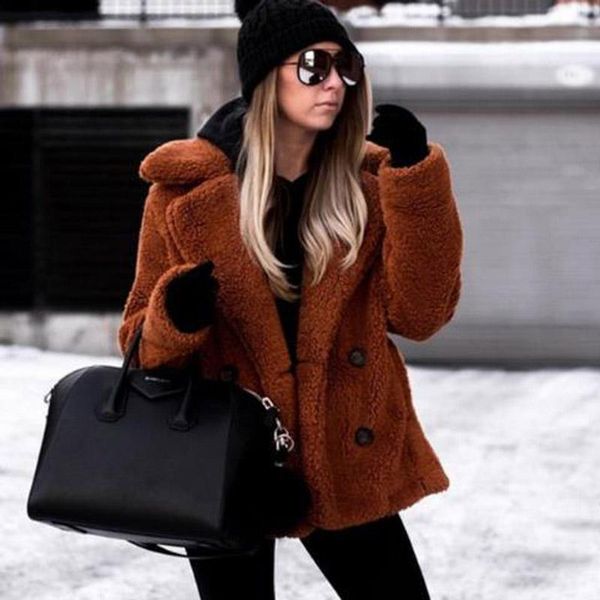 women's fur & faux 2021 winter thick warm teddy coat woman lapel long sleeve fluffy hairy fake jackets female button pockets plus size, Black
women's fur & faux 2021 winter thick warm teddy coat woman lapel long sleeve fluffy hairy fake jackets female button pockets plus size, Black