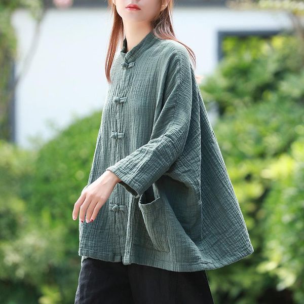 autumn women cotton linen shirts stand vintage blouses solid color plus size cloths quality women's trench coats, Tan;black
autumn women cotton linen shirts stand vintage blouses solid color plus size cloths quality women's trench coats, Tan;black