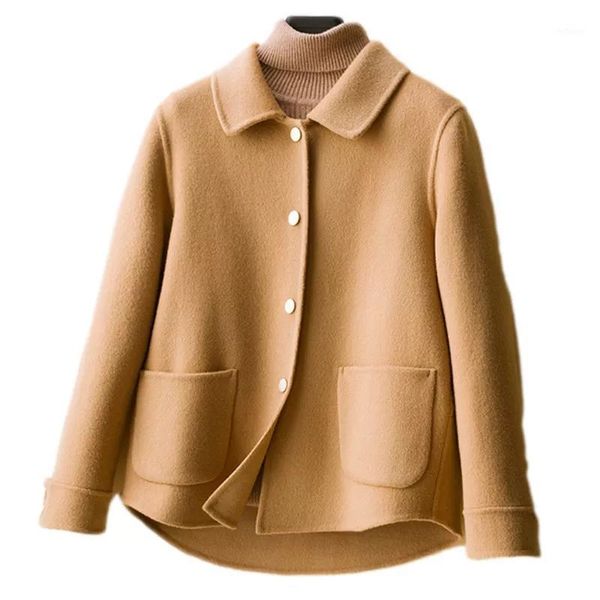 women's wool & blends short solid double sided 100% jacket women single breasted elegant overcoat winter coat casual suit clothes outer, Black
women's wool & blends short solid double sided 100% jacket women single breasted elegant overcoat winter coat casual suit clothes outer, Black