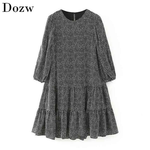 women loose o neck chiffon dresses polka dot elegant ruffle mini female lantern sleeve pleated casual short 210515, Black;gray
women loose o neck chiffon dresses polka dot elegant ruffle mini female lantern sleeve pleated casual short 210515, Black;gray