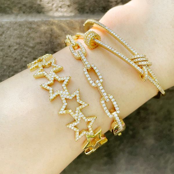 flola gold star open cuff bangles bracelets women cz pave curb link chain bangle cubic zirconia luxury jewelry gifts brtc94, Golden;silver
flola gold star open cuff bangles bracelets women cz pave curb link chain bangle cubic zirconia luxury jewelry gifts brtc94, Golden;silver