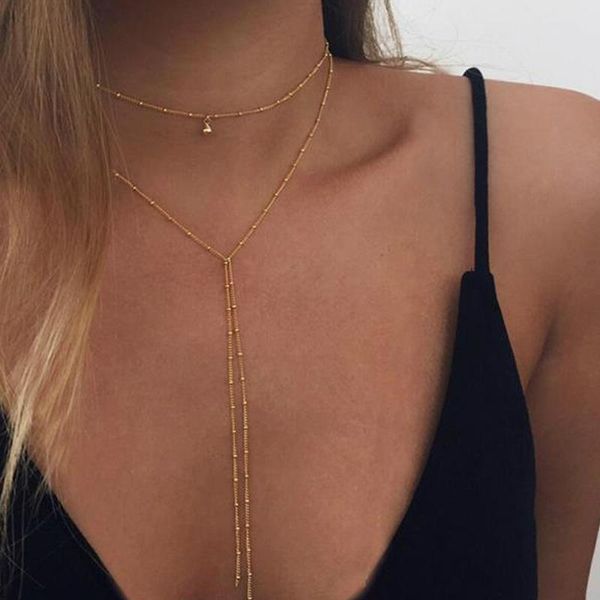chokers 1pcs 2021 simple tassel gold silver color chain choker necklace long beads chocker necklaces for women, Golden;silver
chokers 1pcs 2021 simple tassel gold silver color chain choker necklace long beads chocker necklaces for women, Golden;silver