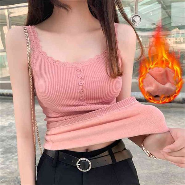 women lace patchwork tank autumn winter warm thick velvet camis female slim button sleeveless vest bottom underwear ab1710 210407, White
women lace patchwork tank autumn winter warm thick velvet camis female slim button sleeveless vest bottom underwear ab1710 210407, White