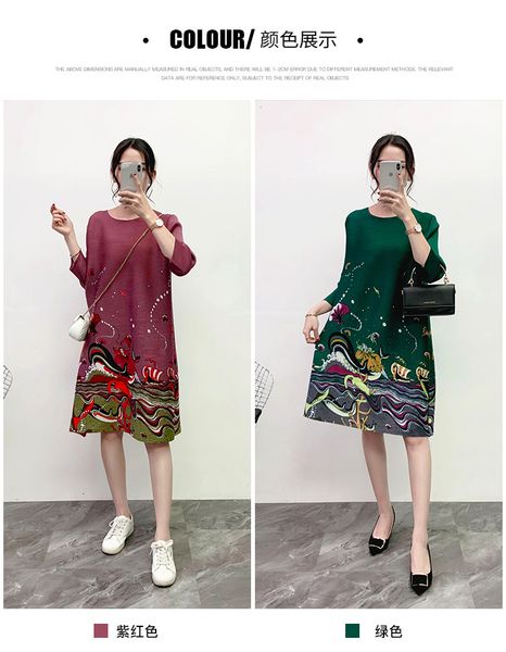 dress miyake fashion ocean print three quarter sequined o-neck fold a-line, Black;gray
dress miyake fashion ocean print three quarter sequined o-neck fold a-line, Black;gray