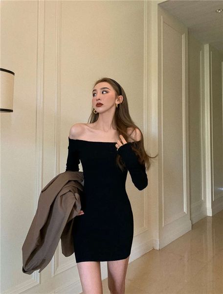 party dresses one line shoulder women's french smart slim dress spring 2021 style short skirt fashion rtzh, White;black
party dresses one line shoulder women's french smart slim dress spring 2021 style short skirt fashion rtzh, White;black