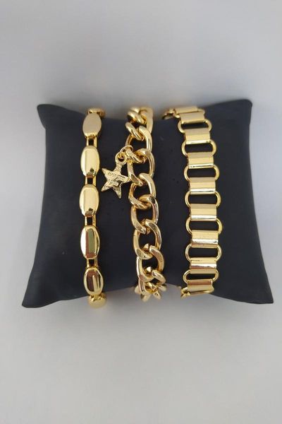 Earrings & Necklace Women's Fashion Jewelry Golden Color Triple Combin Bracelet, Silver
Earrings & Necklace Women's Fashion Jewelry Golden Color Triple Combin Bracelet, Silver