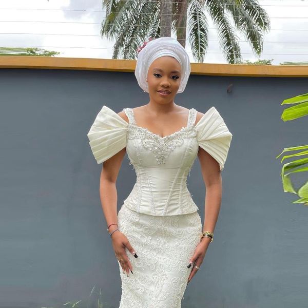 party dresses white african prom with lace appliques sequins aso ebi mermaid evening dress off the shoulder cap sleeves formal gowns, White;black
party dresses white african prom with lace appliques sequins aso ebi mermaid evening dress off the shoulder cap sleeves formal gowns, White;black