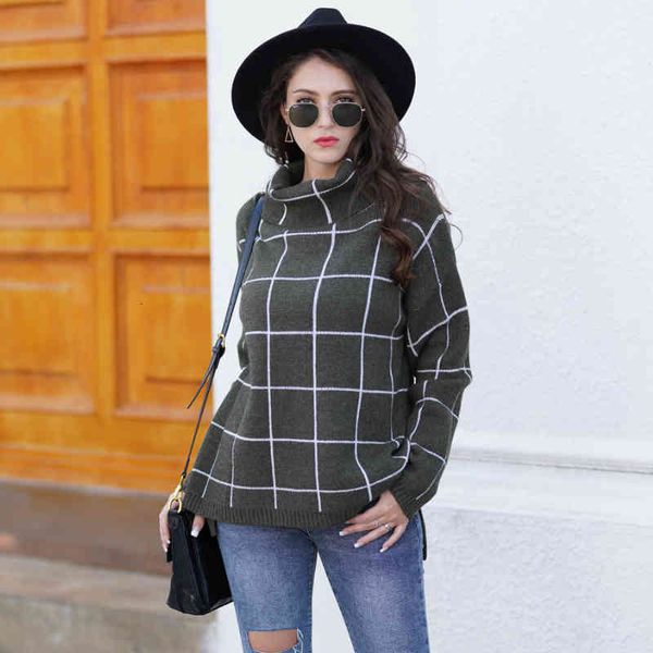 r autumn and winter turtleneck high loose ol commuter knitted plaid woman's sweater viscose cardigan, White;black
r autumn and winter turtleneck high loose ol commuter knitted plaid woman's sweater viscose cardigan, White;black