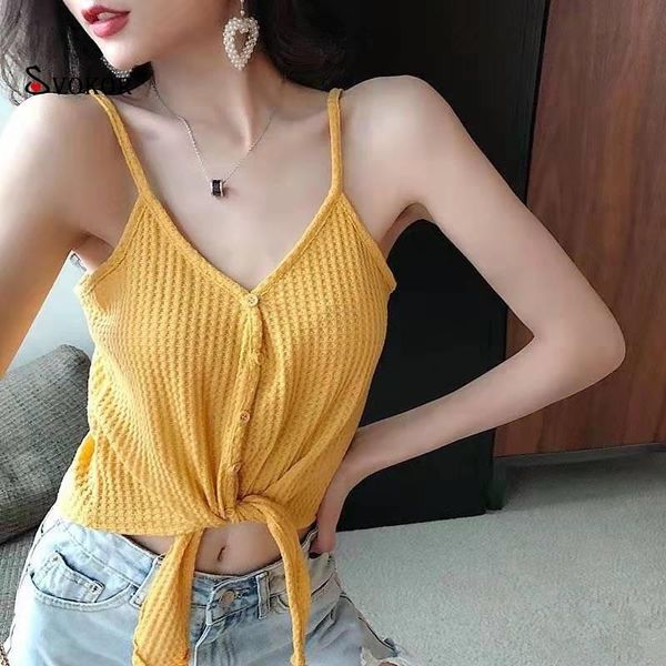 vintage knitted camisole women's summer lace-up v-neck short bottoming sleeveless tanks & camis, White
vintage knitted camisole women's summer lace-up v-neck short bottoming sleeveless tanks & camis, White