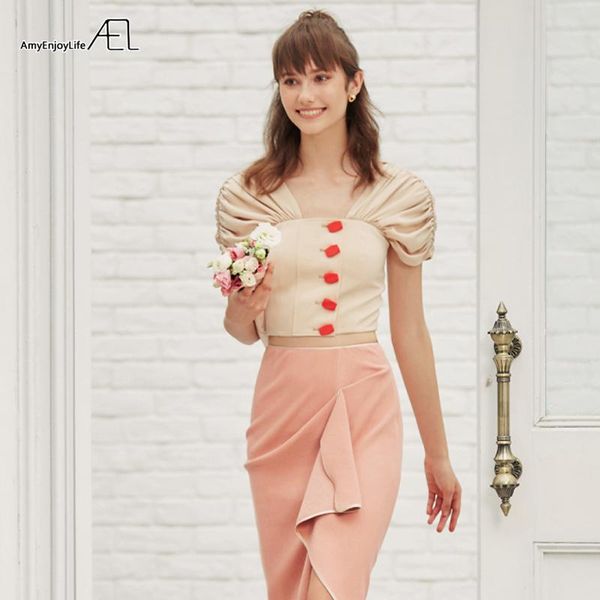women's blouses & shirts ael apricot crop blouse women pleated puff sleeve short 2021 france court style retro sweet corset shirt, White
women's blouses & shirts ael apricot crop blouse women pleated puff sleeve short 2021 france court style retro sweet corset shirt, White