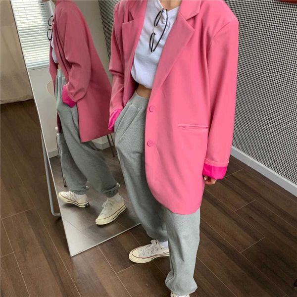 women's suits & blazers 2021 chic loose woman blazer spring summer white pink green black jacket female oversized lined coats outwear b, White;black
women's suits & blazers 2021 chic loose woman blazer spring summer white pink green black jacket female oversized lined coats outwear b, White;black