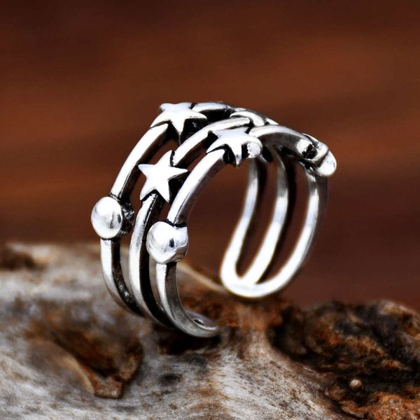 2021 new tibetan silver female geometric hollow star ring with adjustable opening, Black
2021 new tibetan silver female geometric hollow star ring with adjustable opening, Black