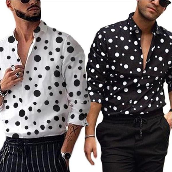summer men's long-sleeved cotton polka dot print lapel cardigan single-breasted casual shirt black white shirts, White;black
summer men's long-sleeved cotton polka dot print lapel cardigan single-breasted casual shirt black white shirts, White;black