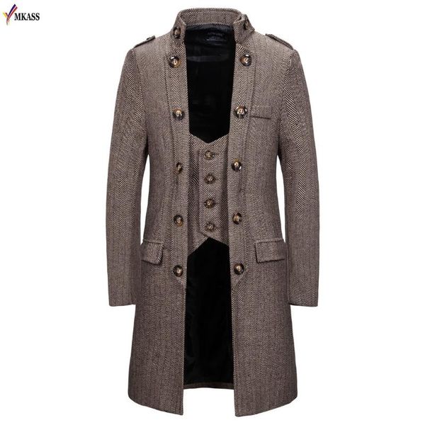 men's trench coats 2021 winter men fake 2 pieces wool coat long slim fit overcoat quality fashion outerwear, Tan;black
men's trench coats 2021 winter men fake 2 pieces wool coat long slim fit overcoat quality fashion outerwear, Tan;black