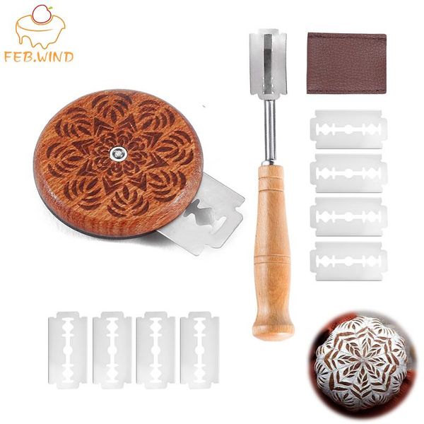 baking & pastry tools decorative round bread scoring with 5 blades wooden lame slashing tool for bakers dough/sourdough knife 0060
baking & pastry tools decorative round bread scoring with 5 blades wooden lame slashing tool for bakers dough/sourdough knife 0060
