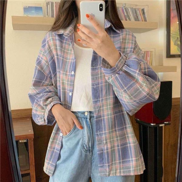 women's blouses & shirts jmprs women plaid shirt fashion korean loose student long sleeve autumn school casual button up turn down coll, White
women's blouses & shirts jmprs women plaid shirt fashion korean loose student long sleeve autumn school casual button up turn down coll, White