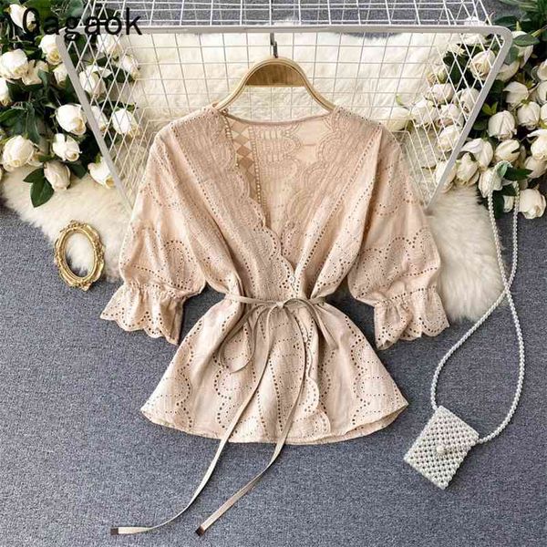 vintage blouse women summer v-neck hollow out puff sleeve solid shirts slim fashion korean chic wild blouses 210531, White
vintage blouse women summer v-neck hollow out puff sleeve solid shirts slim fashion korean chic wild blouses 210531, White