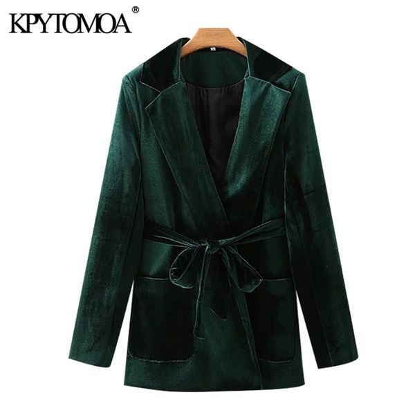 women fashion with belt velvet blazer coat vintage long sleeve pockets female outerwear chic veste femme 210420, White;black
women fashion with belt velvet blazer coat vintage long sleeve pockets female outerwear chic veste femme 210420, White;black