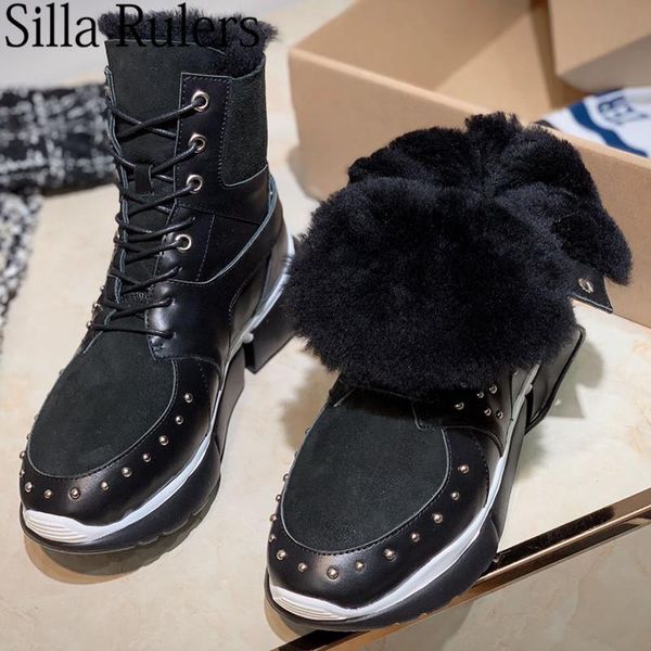 boots winter metal wool snow woman thick sole lace up sequins women's shoes fur warm ankle for 2021, Black
boots winter metal wool snow woman thick sole lace up sequins women's shoes fur warm ankle for 2021, Black