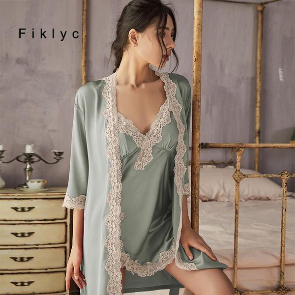 women's sleepwear fiklyc robe gown nightwear pijamas sets drop ladies home clothing nighty, Black;red
women's sleepwear fiklyc robe gown nightwear pijamas sets drop ladies home clothing nighty, Black;red
