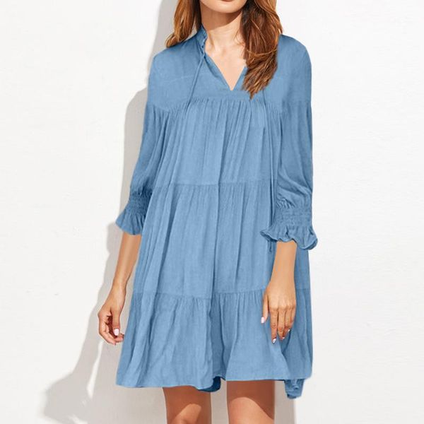 casual dresses elegant plain party mini dress women fashion summer sundress 3/4 puff sleeve pleated vestido female robe plus size, Black;gray
casual dresses elegant plain party mini dress women fashion summer sundress 3/4 puff sleeve pleated vestido female robe plus size, Black;gray