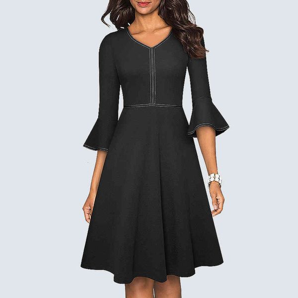 dresses women half flare sleeve v neck solid color elegant fashion swing casual party a-line ha221, Black;gray
dresses women half flare sleeve v neck solid color elegant fashion swing casual party a-line ha221, Black;gray