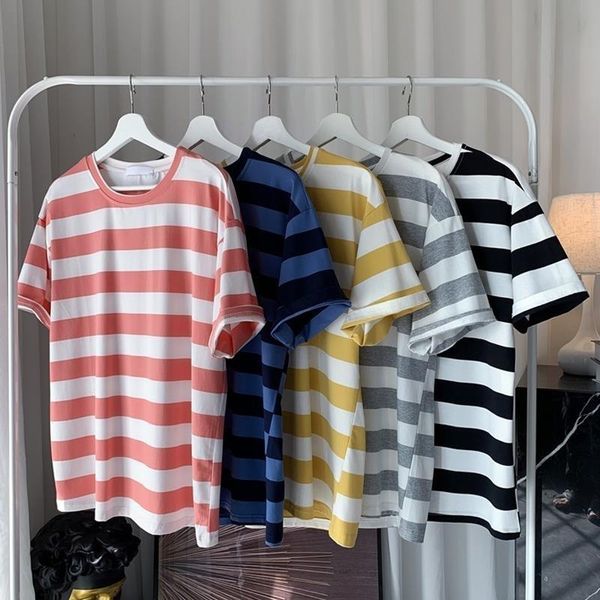 men's t-shirts short sleeve t-shirt summer lovers stripe half korean fashion loose casual top, White;black
men's t-shirts short sleeve t-shirt summer lovers stripe half korean fashion loose casual top, White;black