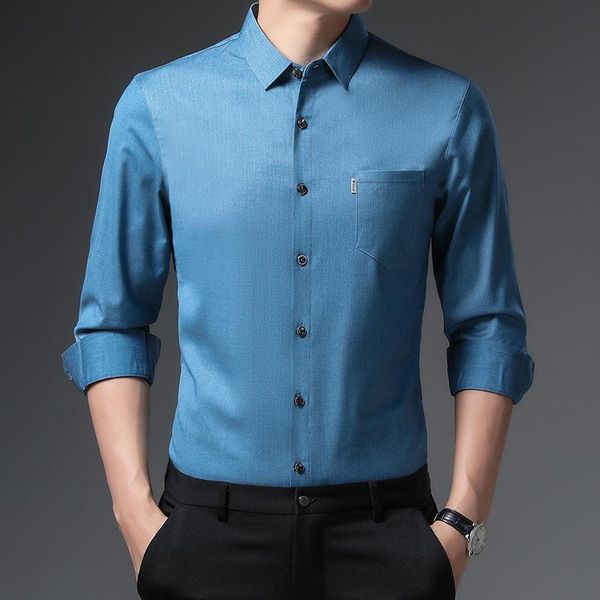 men's dress shirts high-end luxury spring and autumn long-sleeved pocket for young middle-aged business casual men, White;black
men's dress shirts high-end luxury spring and autumn long-sleeved pocket for young middle-aged business casual men, White;black