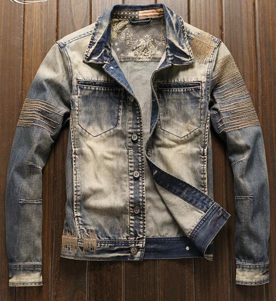 men's jackets biker motorcycle denim jacket lapel embroidery vintage retro slim fit man destroyed ripped jeans spring autumn coat, Black;brown
men's jackets biker motorcycle denim jacket lapel embroidery vintage retro slim fit man destroyed ripped jeans spring autumn coat, Black;brown