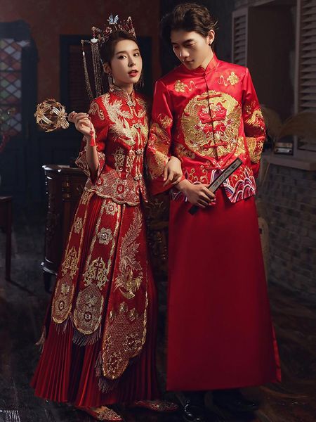 floor length classic female wedding cheongsam suit chinese national bride dress embroidery phoenix qipao ethnic clothing, Red
floor length classic female wedding cheongsam suit chinese national bride dress embroidery phoenix qipao ethnic clothing, Red