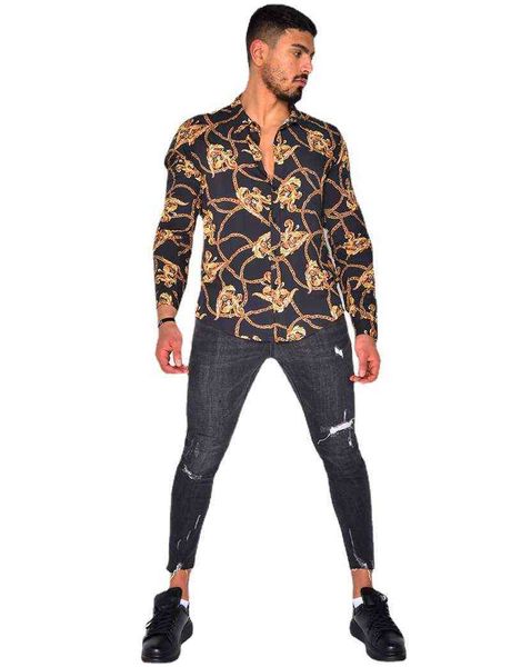 2021 men's digital print cardigan casual lapel long sleeve shirt, White;black
2021 men's digital print cardigan casual lapel long sleeve shirt, White;black