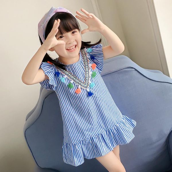 girl's dresses summer girls tassel flying sleeve stripe cute kids party for princess dress clothes baby clothing, Red;yellow
girl's dresses summer girls tassel flying sleeve stripe cute kids party for princess dress clothes baby clothing, Red;yellow