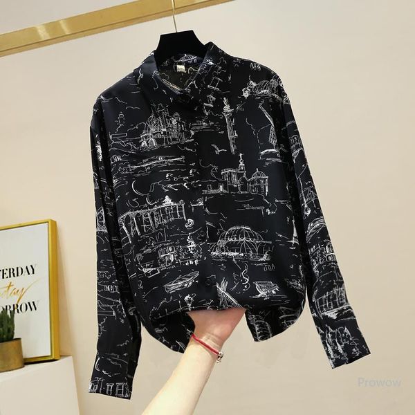 women's blouses & shirts big long shirt women 2021 building pattern sleeve loose fashion graffiti chiffon lapel button up camisas, White
women's blouses & shirts big long shirt women 2021 building pattern sleeve loose fashion graffiti chiffon lapel button up camisas, White