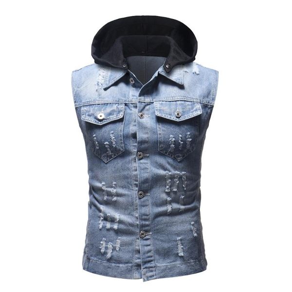men's vests 2021 jeans sleeveless jacket men dark blue denim vest cowboy hooded mens jackets large size xxl, Black;white
men's vests 2021 jeans sleeveless jacket men dark blue denim vest cowboy hooded mens jackets large size xxl, Black;white