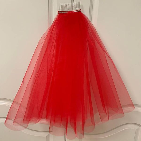 bridal veils cut edge wedding with comb two layer short red veil for party simple tulle of the bride accessories, Black
bridal veils cut edge wedding with comb two layer short red veil for party simple tulle of the bride accessories, Black