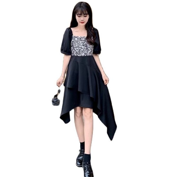 s-4xl fashion women's dress summer style square collar irregular stitching design plus size 210520, Black;gray
s-4xl fashion women's dress summer style square collar irregular stitching design plus size 210520, Black;gray
