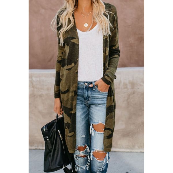long fashion trench coat spring and autumn camouflage cardigan women's long windbreaker coat, Tan;black
long fashion trench coat spring and autumn camouflage cardigan women's long windbreaker coat, Tan;black