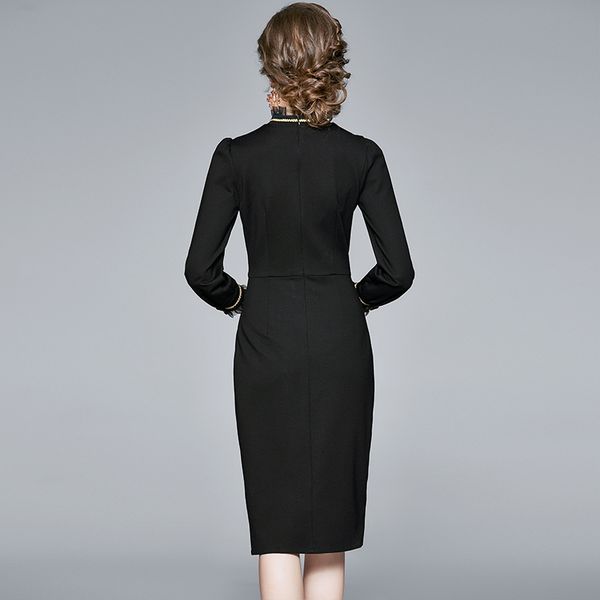 dresses fashion designer autumn women's stand collar long sleeve flowers embroidery package buttocks es, Black;gray
dresses fashion designer autumn women's stand collar long sleeve flowers embroidery package buttocks es, Black;gray