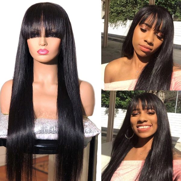 full bangs human hair wigs none lace silky straight brazilian virgin remy black women capless wig high quality, Black;brown
full bangs human hair wigs none lace silky straight brazilian virgin remy black women capless wig high quality, Black;brown