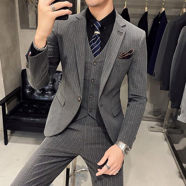 autumn and winter men's suit three piece business casual dress striped bridegroom suits & blazers, White;black
autumn and winter men's suit three piece business casual dress striped bridegroom suits & blazers, White;black