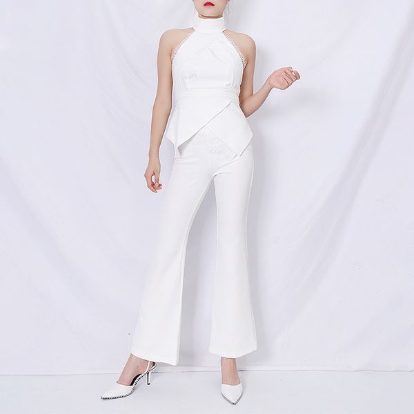 pants MSXU High European quality Sexy neck hanging irregular jacket and waist flared lower two piece, White
pants MSXU High European quality Sexy neck hanging irregular jacket and waist flared lower two piece, White