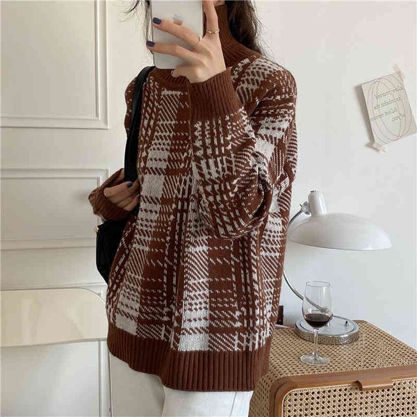 ol vintage outwear pullover bottoming warm plaid sweater women autumn winter elegant turtleneck knitted sweaters 210421, White;black
ol vintage outwear pullover bottoming warm plaid sweater women autumn winter elegant turtleneck knitted sweaters 210421, White;black